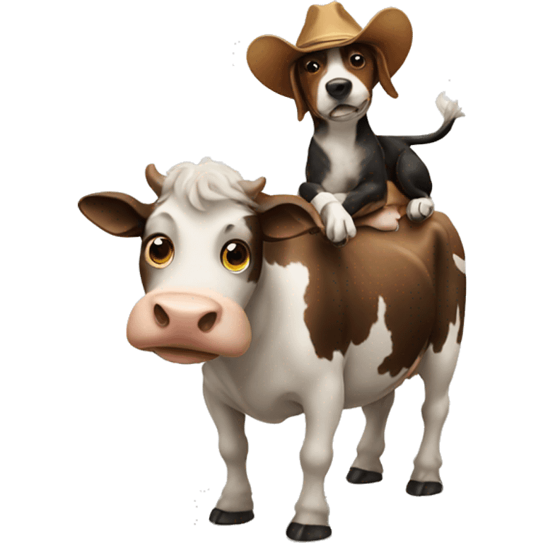 Dog riding a cow emoji