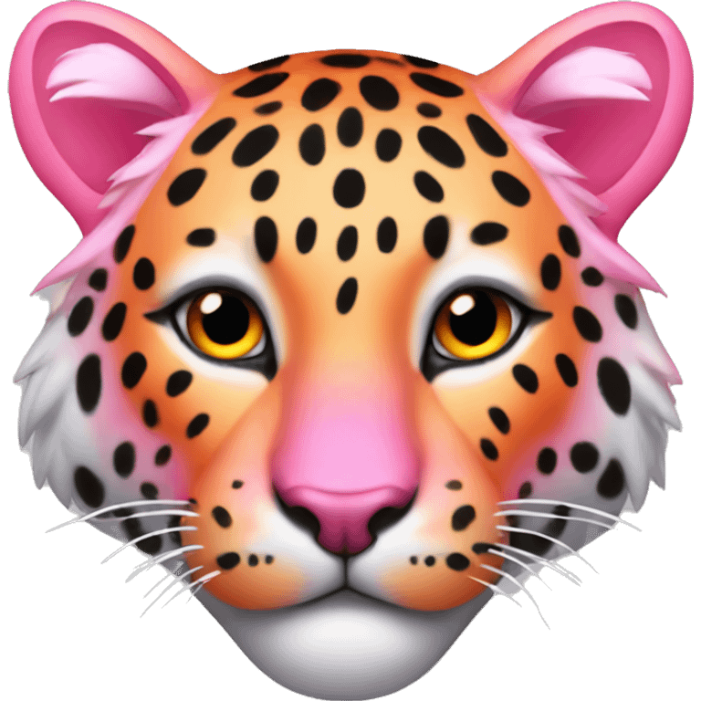 Pink and neon orange leopard/ tiger  emoji