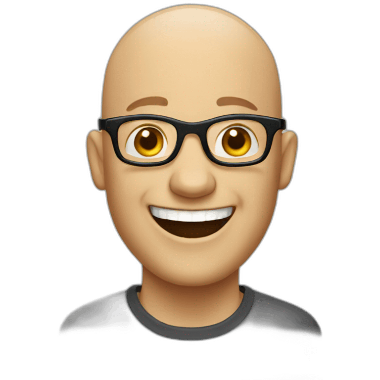 Bald guy with glasses laughing emoji