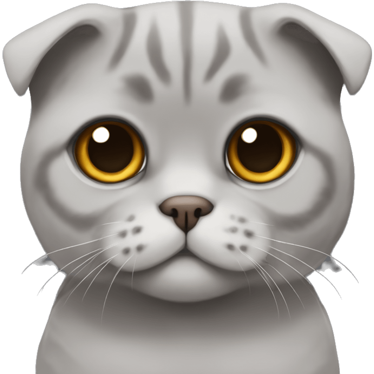 All grey Scottish fold with brown eyes  emoji