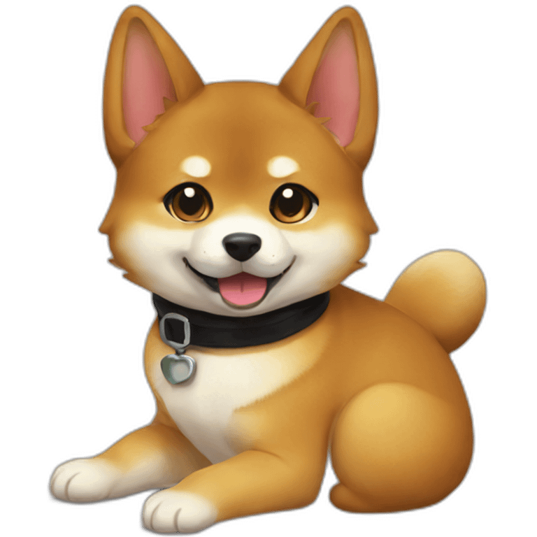 shibainu and black cat lovely emoji