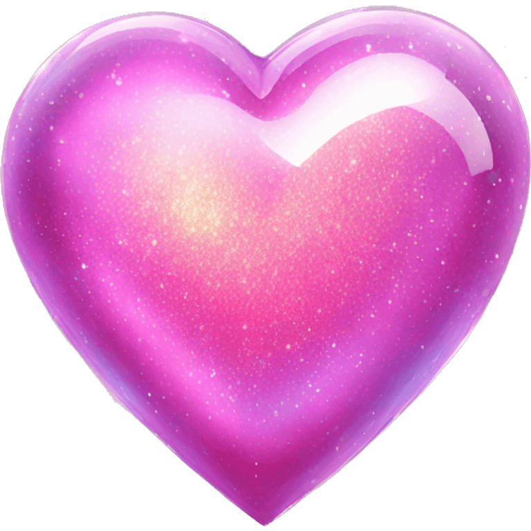 Sparkly glossy pink iridescent glass crystal sparkly  glass heart emoji