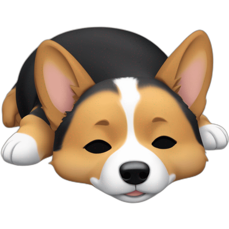 black and tan corgi sleeping with only one paw visible emoji