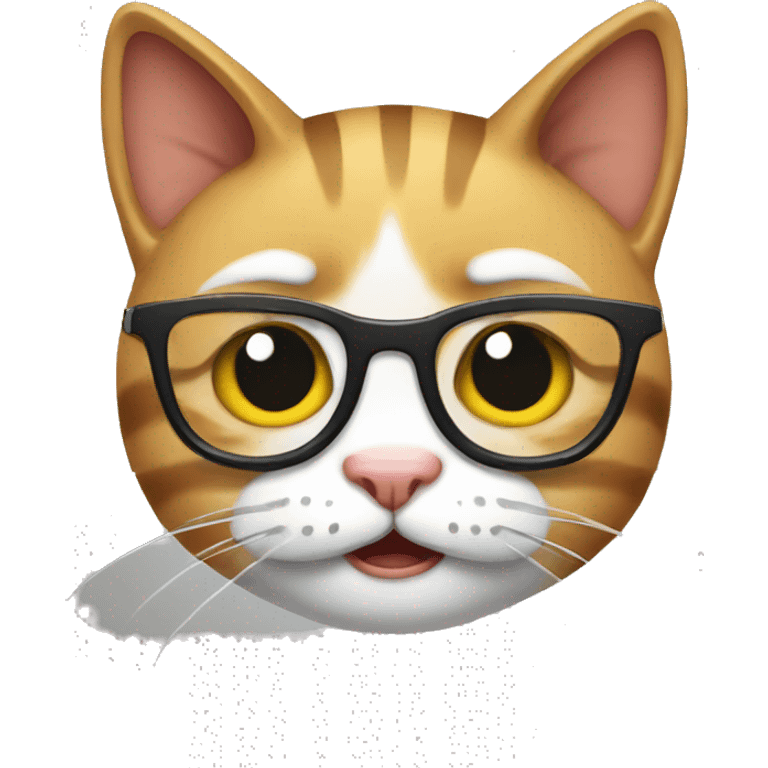 Angry cat with glasses and smile emoji