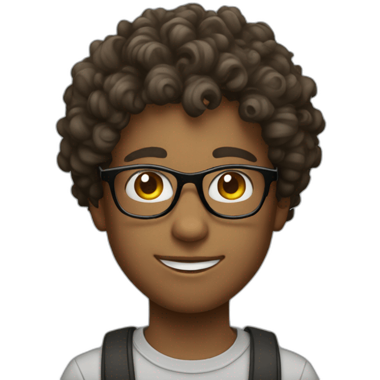 curly hair young guy with glasses emoji