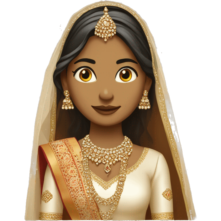 Wedding bride in indian lehenga face color cream, full  emoji