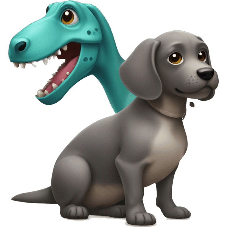 dog play with dinosaur emoji