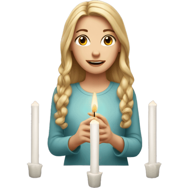 white girl lights a candle emoji