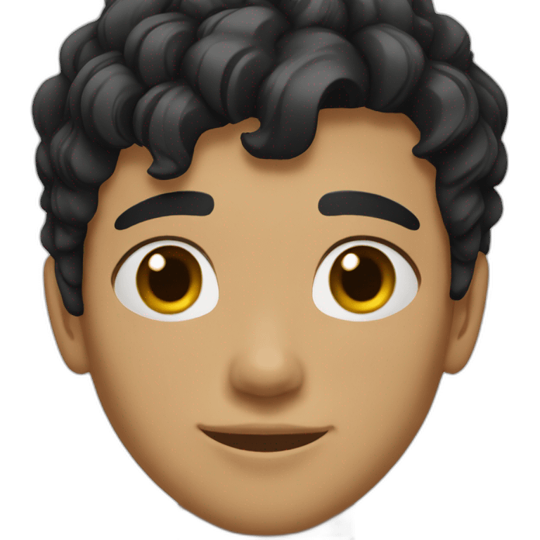 a teenage boy with black hair, short and a little wavy emoji