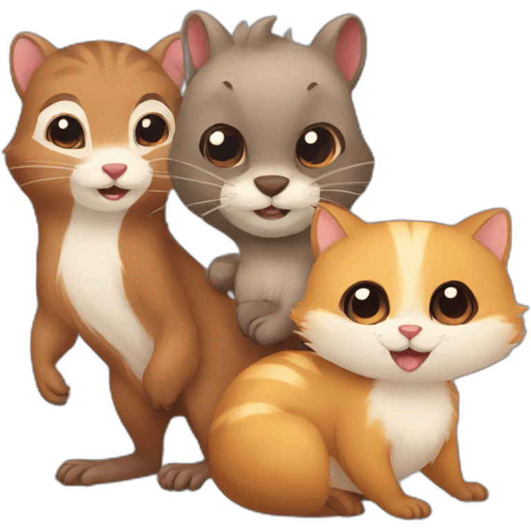 Ferret, squirrel, and cat, who are best friends emoji