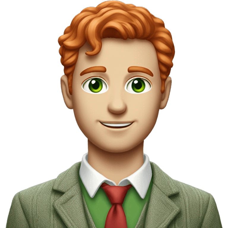 Hyperrealist Preppy man green eyes red hair with bag of money.  emoji