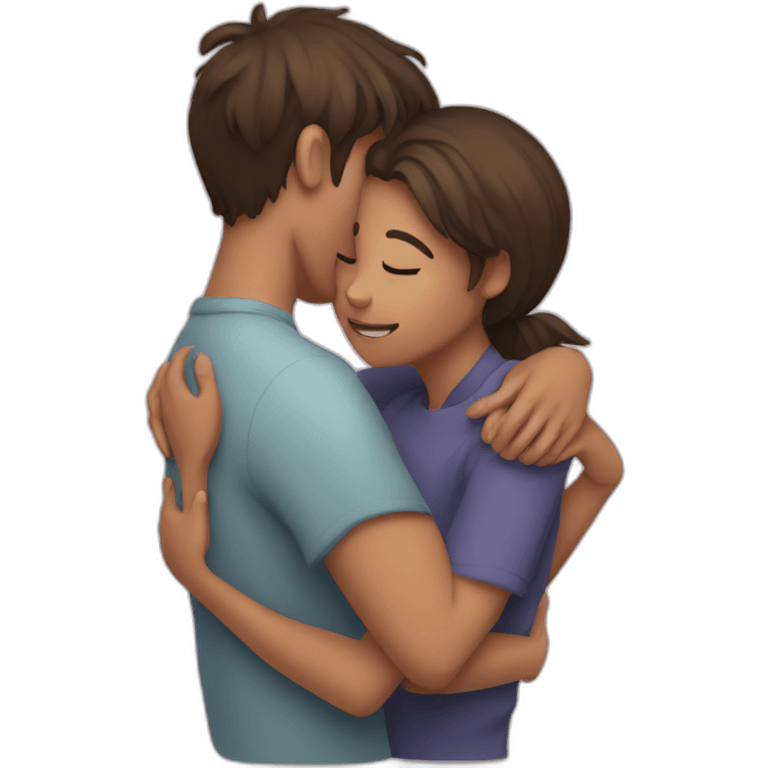 A boy hugging her girlfriend emoji