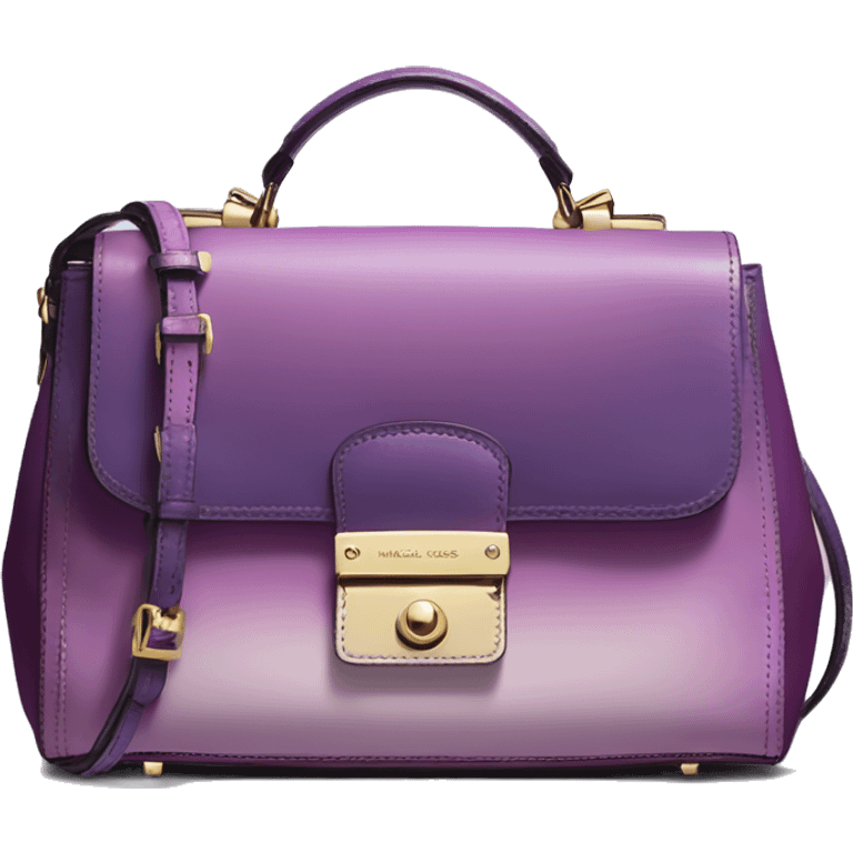 Realistic isolated lavender to dark plum ombre Michael Kors satchel purse.  emoji