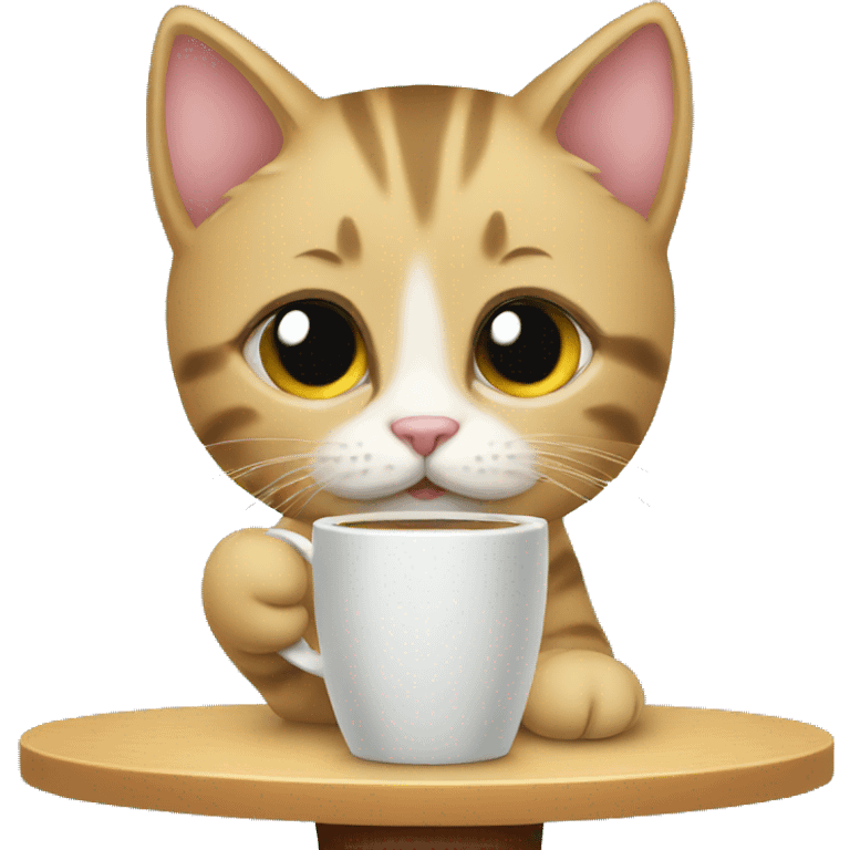 A kitten drinks coffee emoji