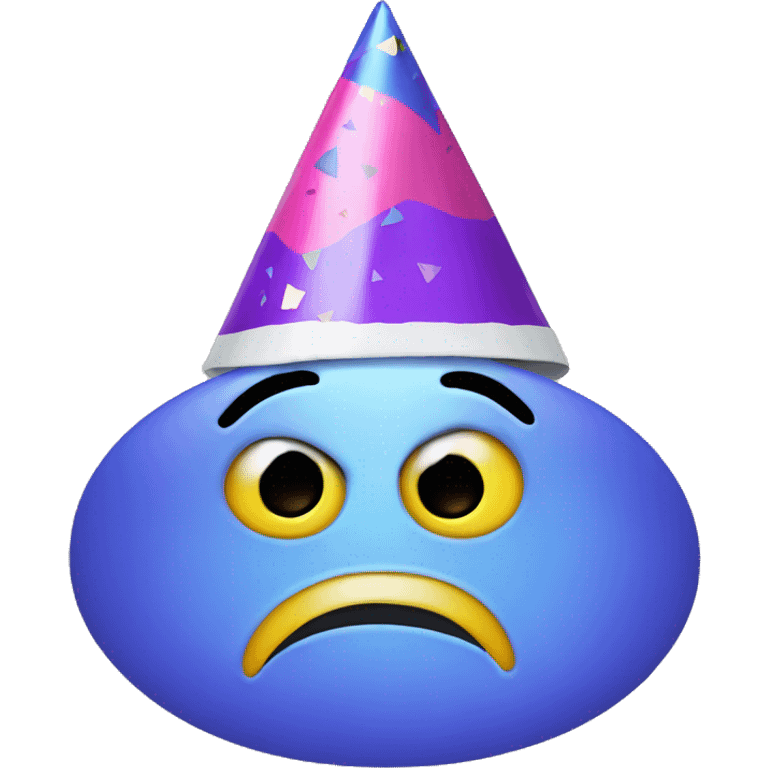 sad face with a party hat emoji