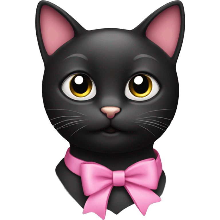 Black cat with pink bow around neck emoji