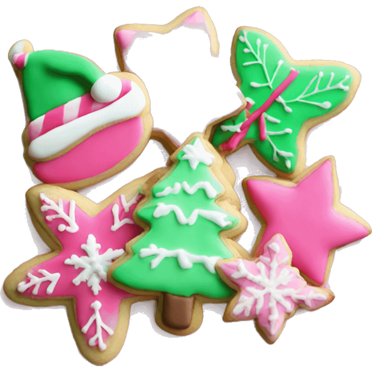 Christmas sugar cookies pink designs  emoji