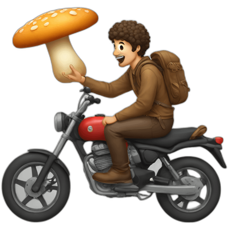 male eating mushroom riding bernadoodle emoji