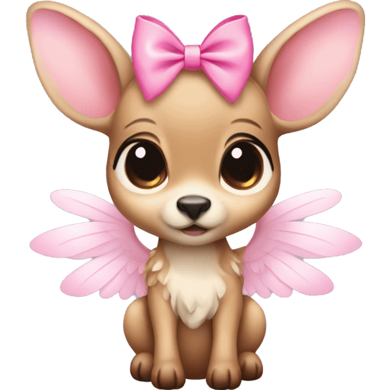 Baby fawn with pink bow and angel wings emoji