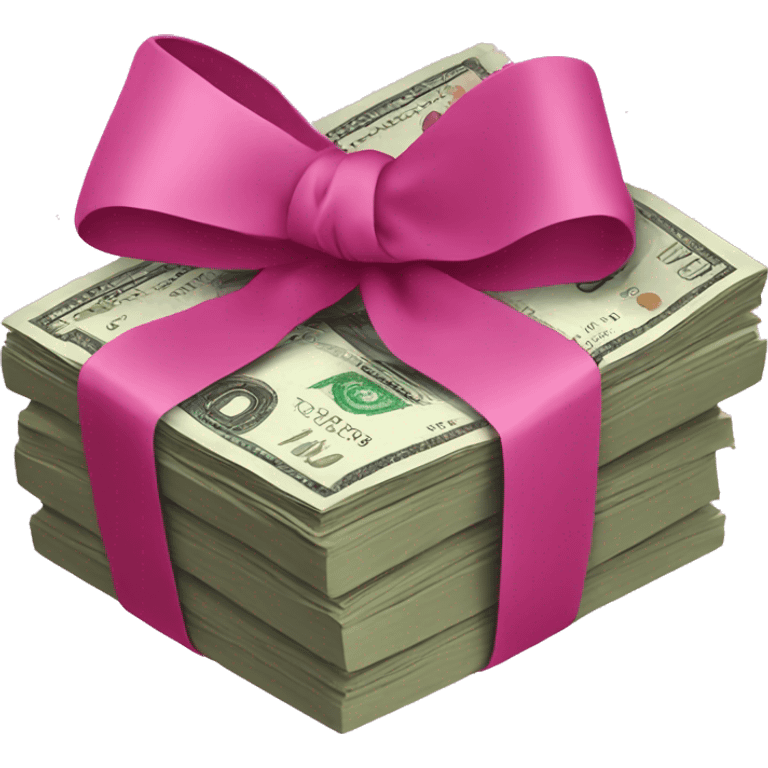 money stack wrapped in dark pink bow emoji