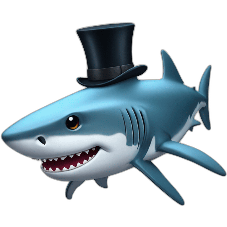 Shark with a top hat emoji