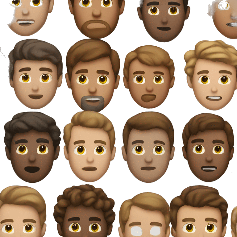 brown haired men in front of a mac emoji