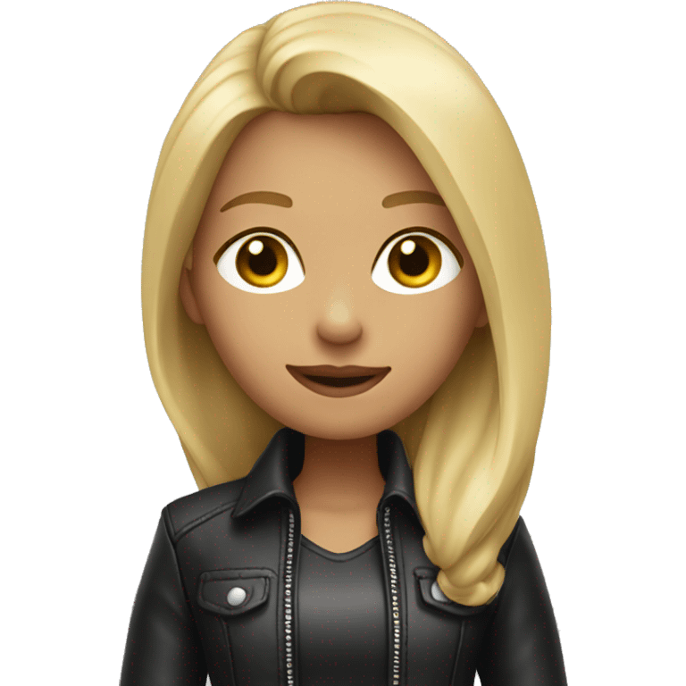 blonde girl in leather jacket emoji