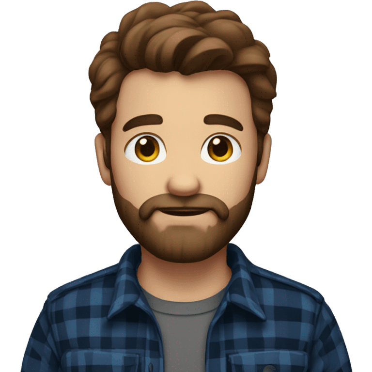 Man with a beard and brown hair wearing a darkblue and black plaid flannel shirt emoji