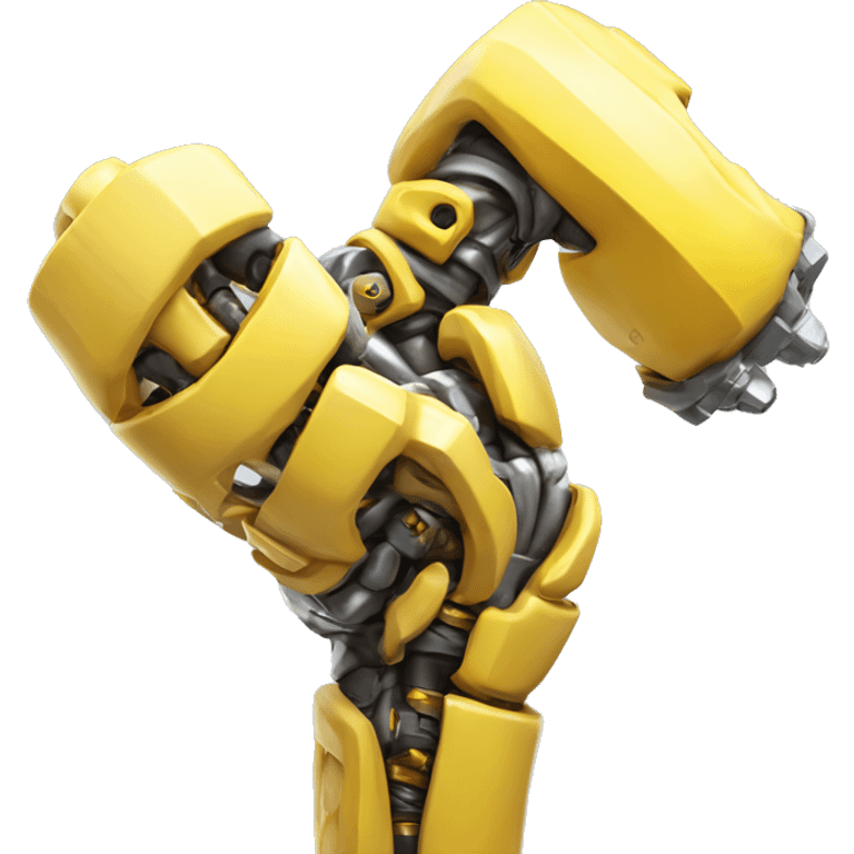 Flexing yellow mechanical cyborg bicep with shocks attached to arm emoji