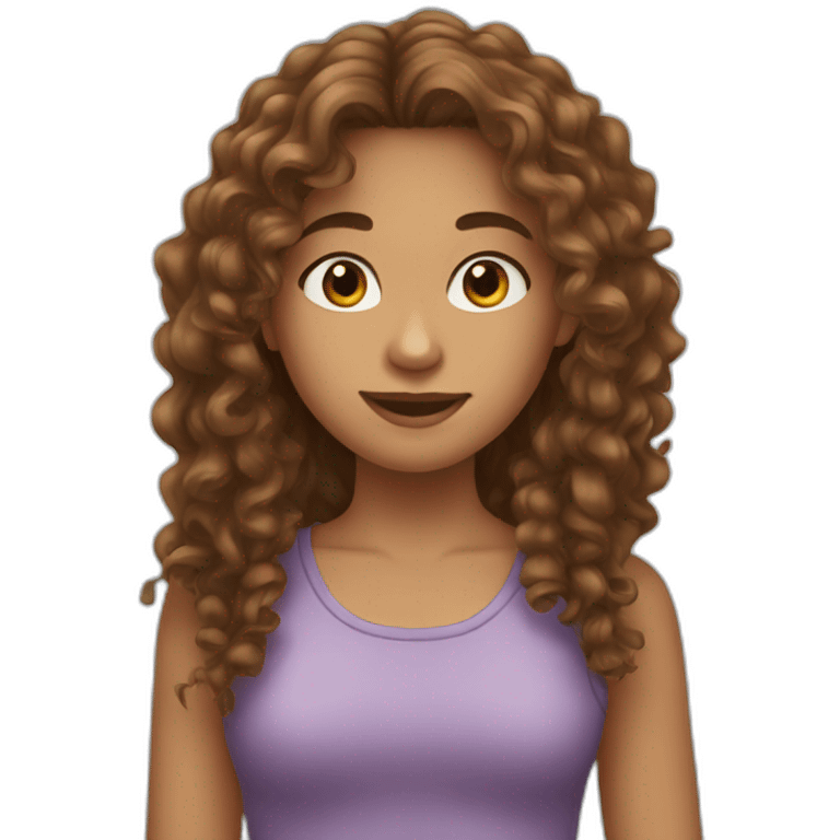 Long brown curly hair teenager called Nora emoji