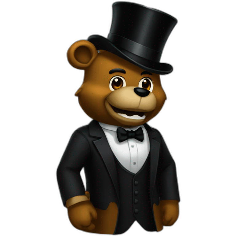 Freddy Fazbear black top hat and black tie emoji