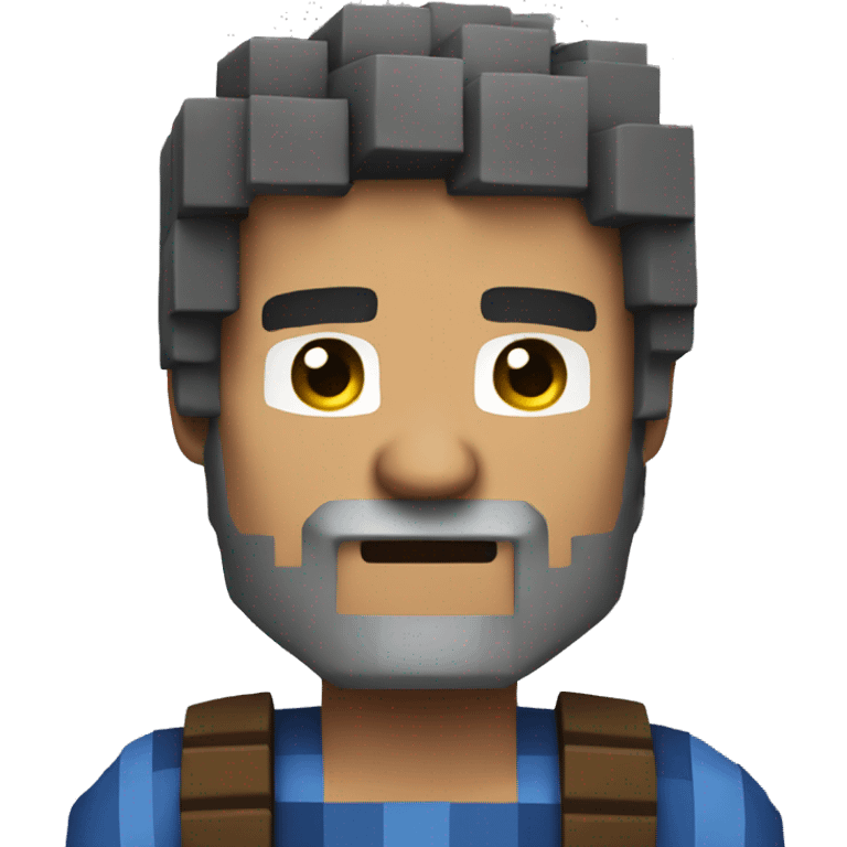 steve from minecaft emoji with beard like in the minecraft movie emoji