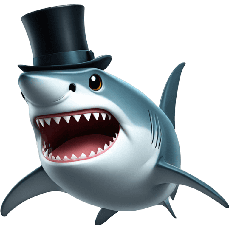 Shark with a top hat and a big  emoji