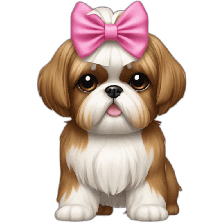 Dog Shih Tzu with a bow on head full-body emoji