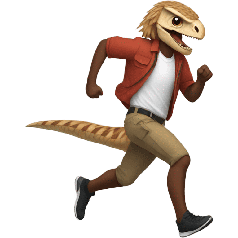 Kevin heart running from a raptor emoji