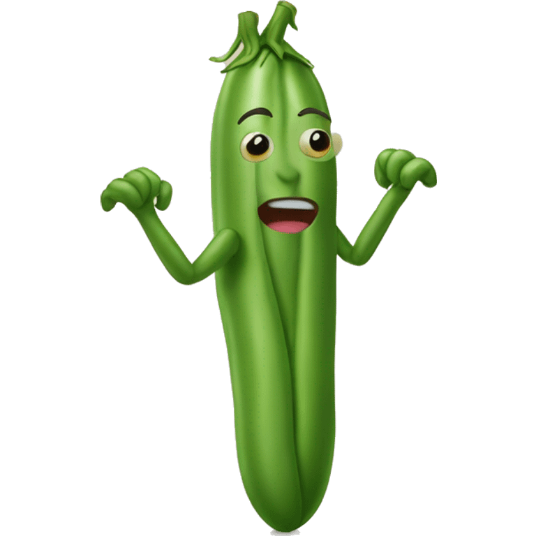 green bean with arms and legs and with eyebrows named mameo emoji