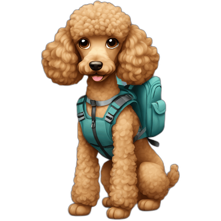 Light brown poodle with a backpack emoji