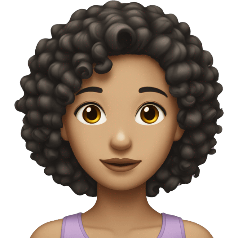 girl with curly black hair brown eyes and light skin emoji