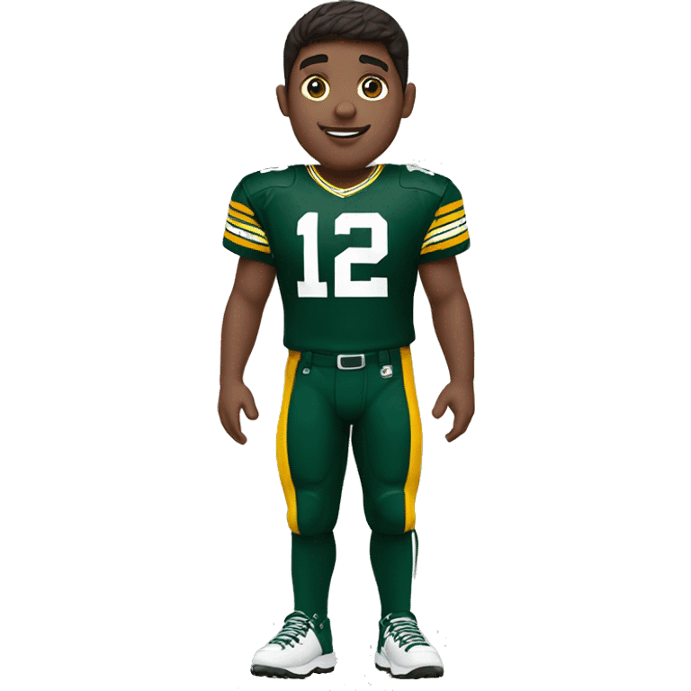 Brunette boy wearing Green Bay packers uniform emoji