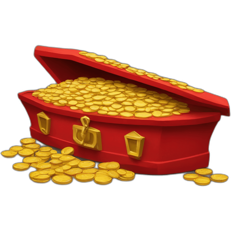 Red coffin filled with gold coins emoji