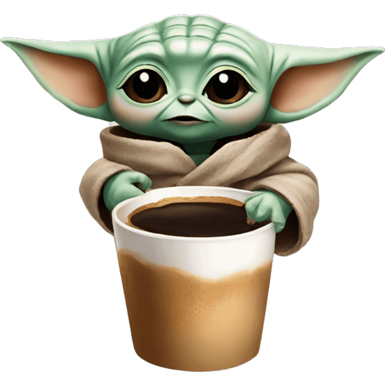 baby yoda with coffee and donut emoji