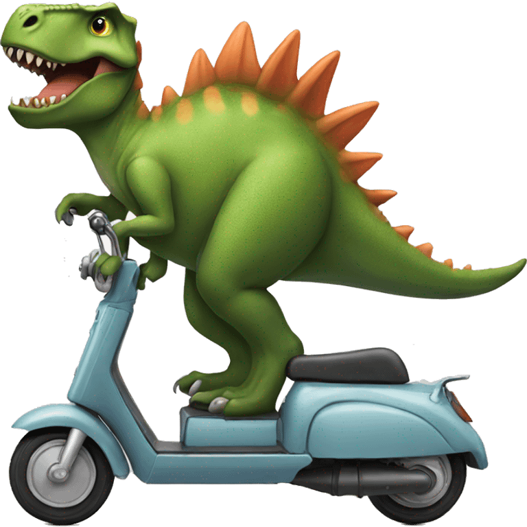 Dinosaur riding a scooter emoji