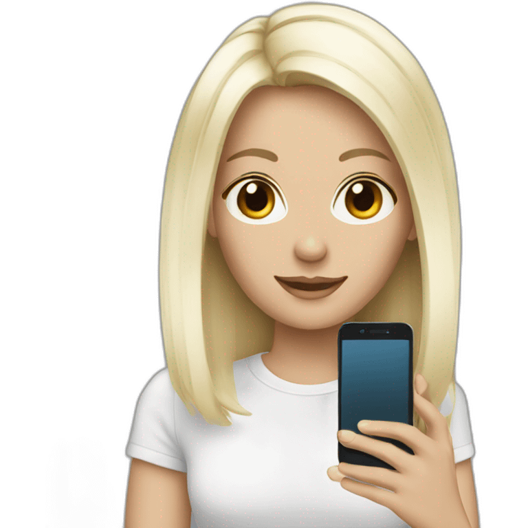 white women black hair with smartphone emoji