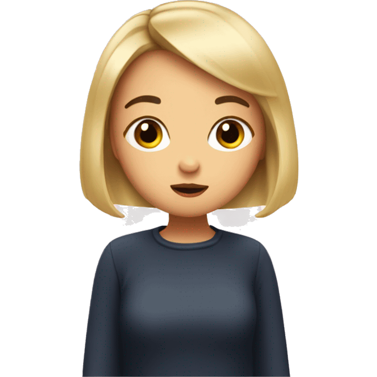 a girl with french bob making a blow kiss emoji