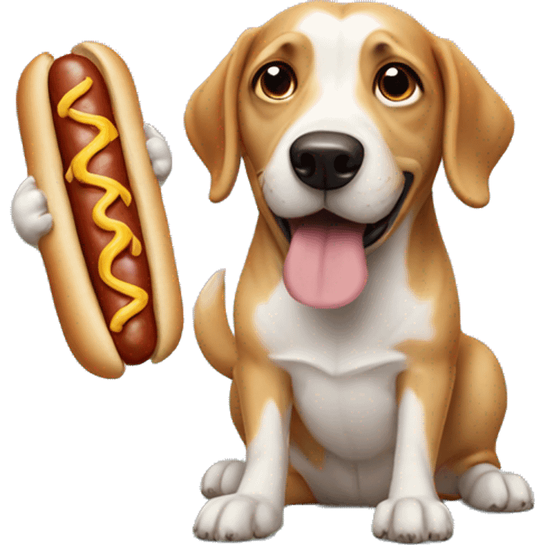 Dog with an hotdog emoji