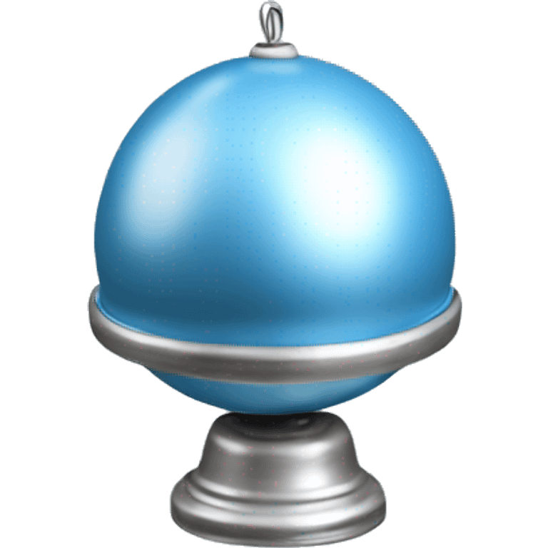 Realistic light blue and silver metallic globe sleigh bell. emoji