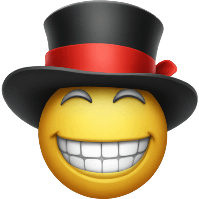 tophat with red ribbon and smile emoji