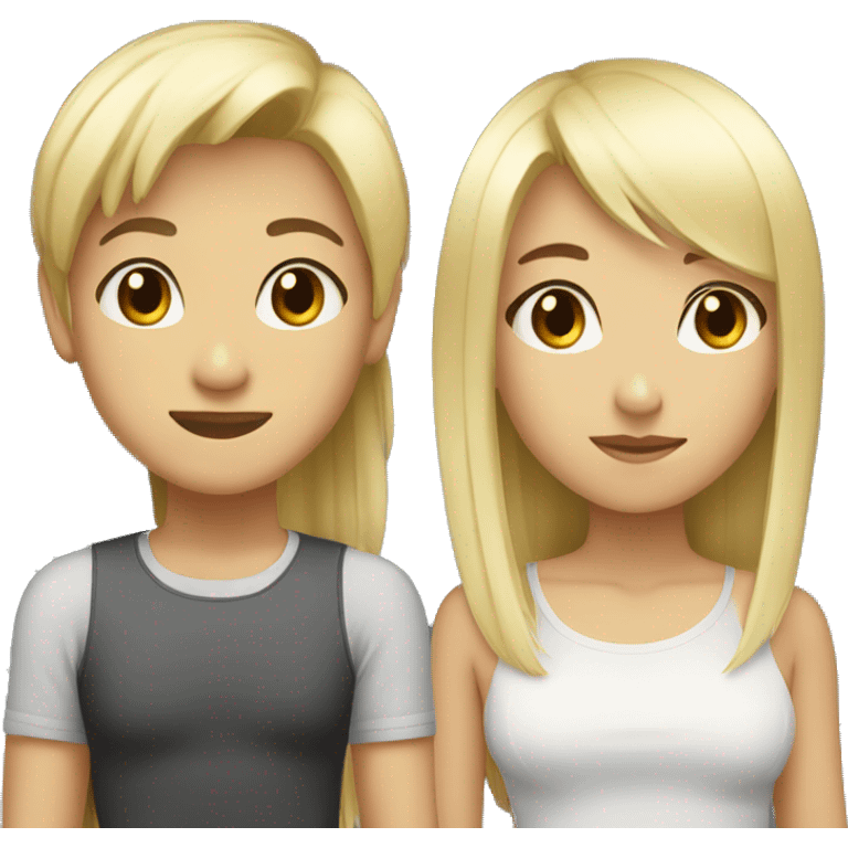 Short Asian and tall blonde girl height difference emoji