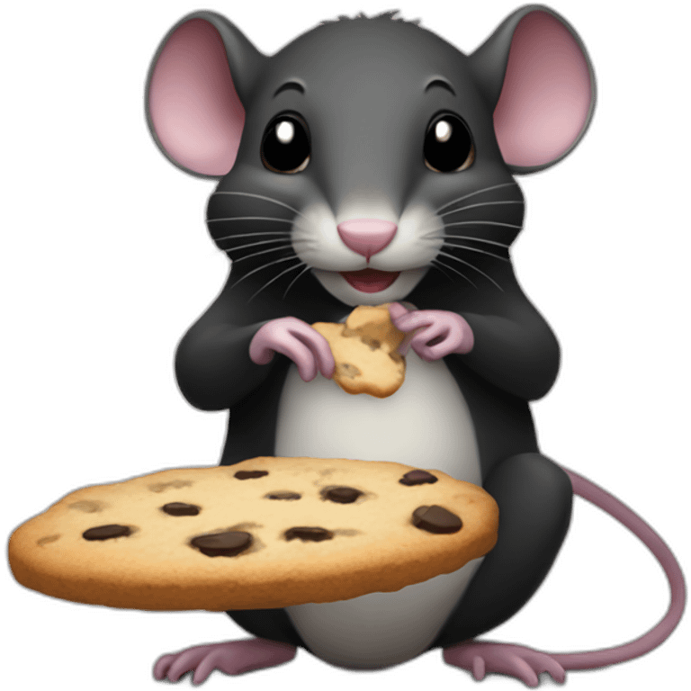 balck rat eats cookie emoji