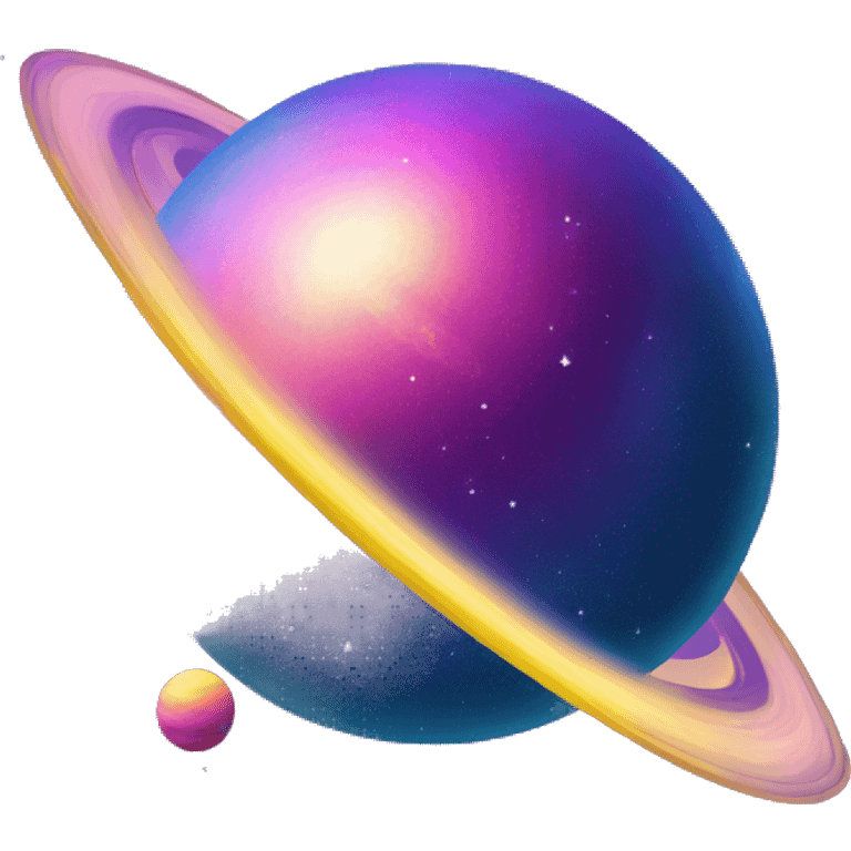 sparkly glittery blue purple and pink gradient planet with a yellow cheesey saturn ring emoji